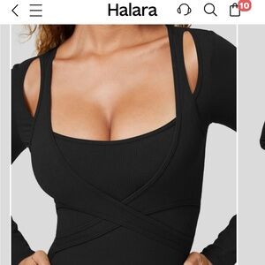 NWT Halara long sleeved sports top-black ribbed-SOLD OUT online Small